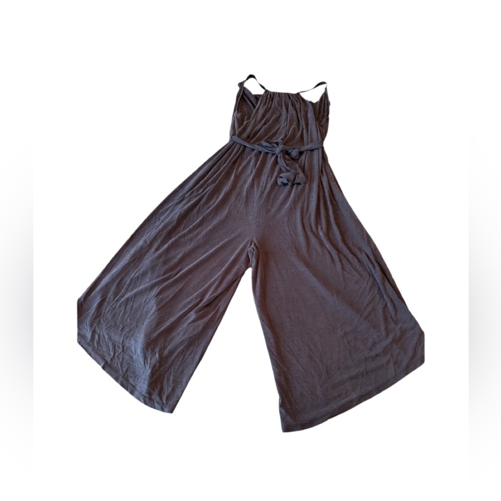 Anthropologie Charcoal Ribbed Wide Leg Jumpsuit. Size Medium